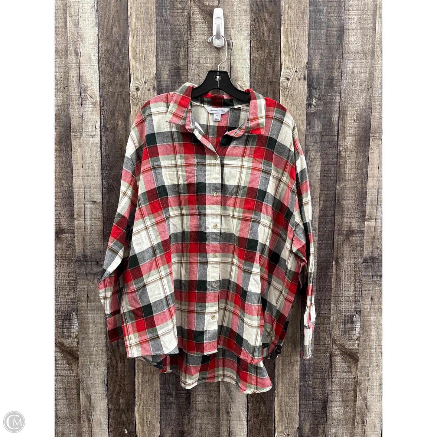 Top Long Sleeve By Old Navy In Plaid Pattern, Size: Xxl