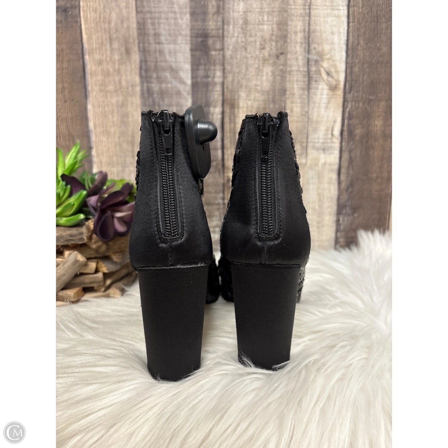 Sandals Heels Block By Audrey Brooke In Black, Size: 7.5