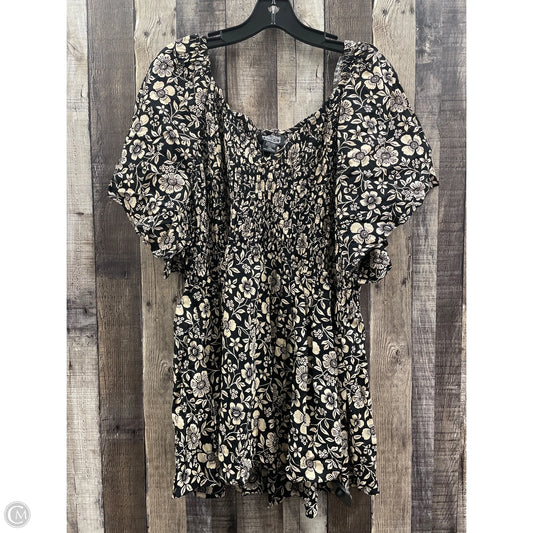 Top Short Sleeve By Angie In Black & Cream, Size: 3x