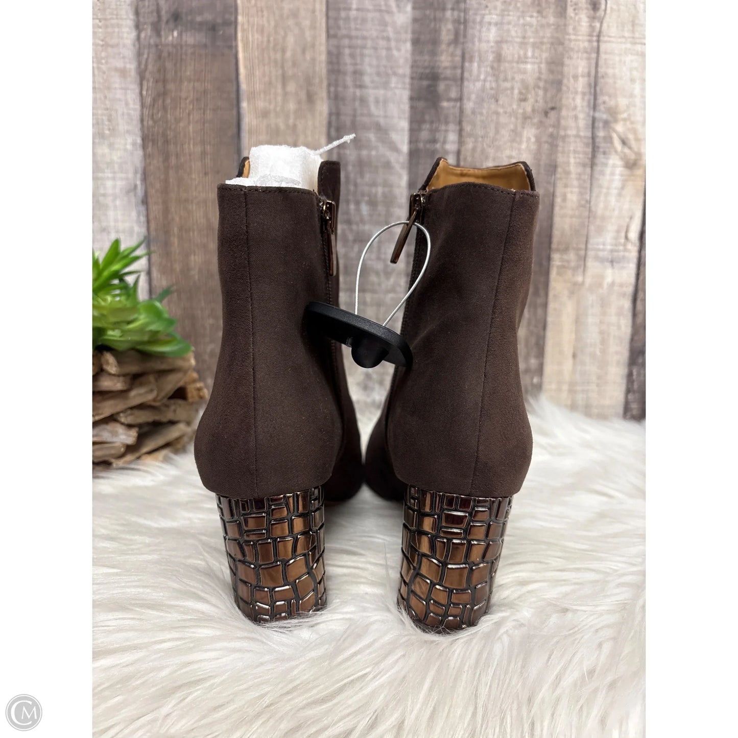 Boots Ankle Heels By J Renee In Brown, Size: 8