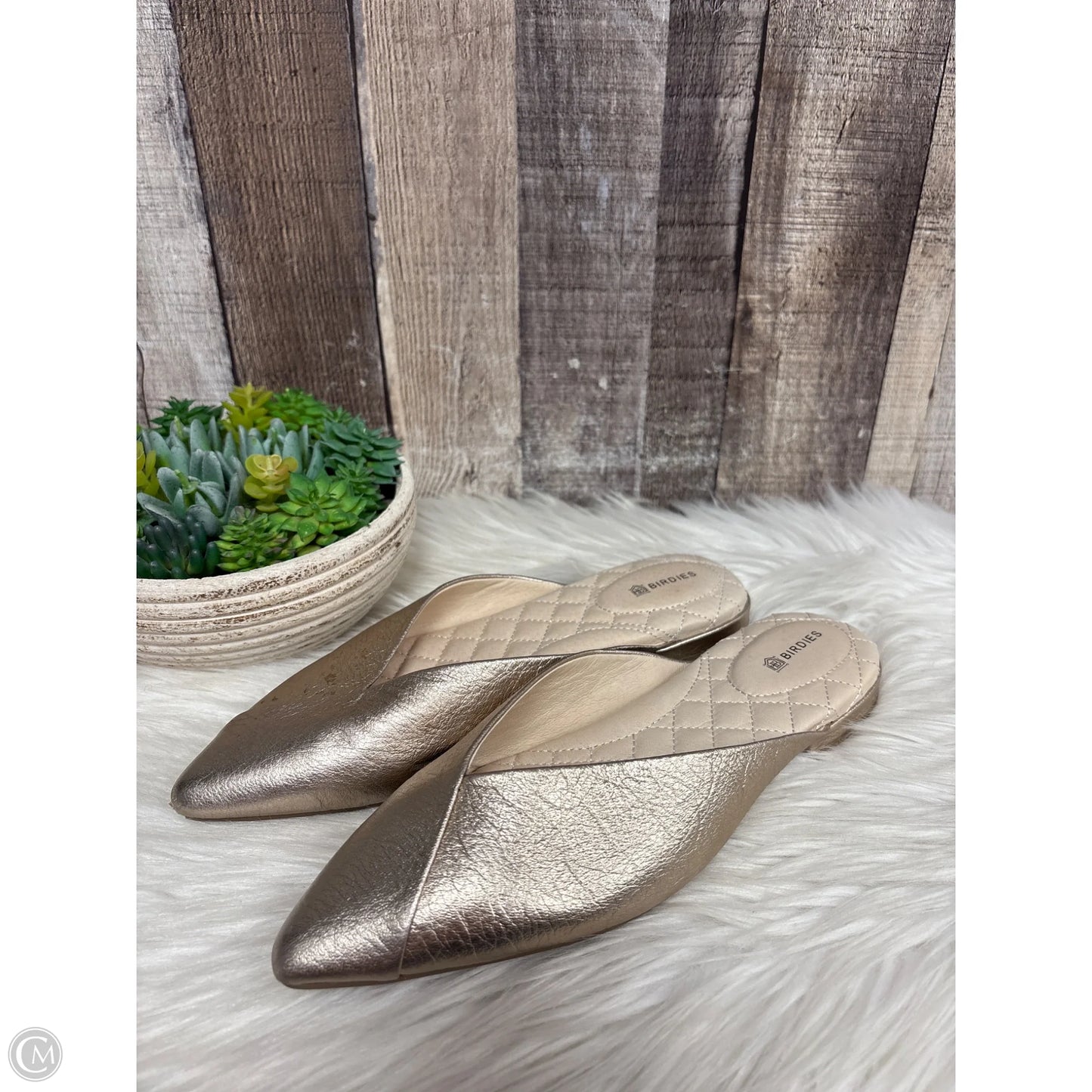 Shoes Flats By Birdies In Gold, Size: 6.5