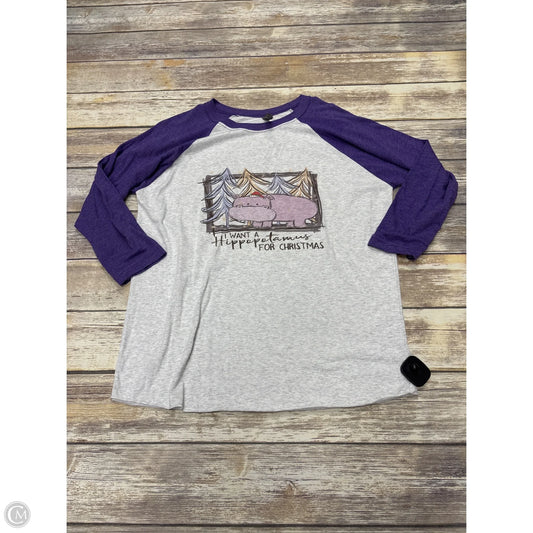 Top 3/4 Sleeve By Next Level In Grey & Purple, Size: L