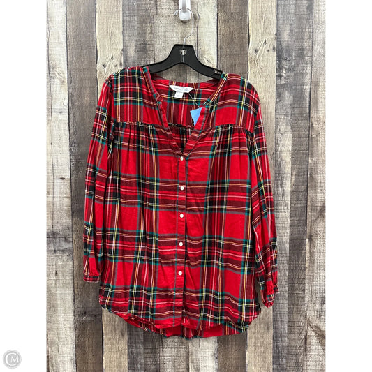 Top Long Sleeve By Old Navy In Plaid Pattern, Size: L