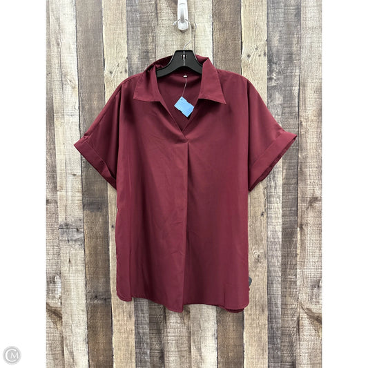 Top Short Sleeve By Cme In Maroon, Size: Xxl