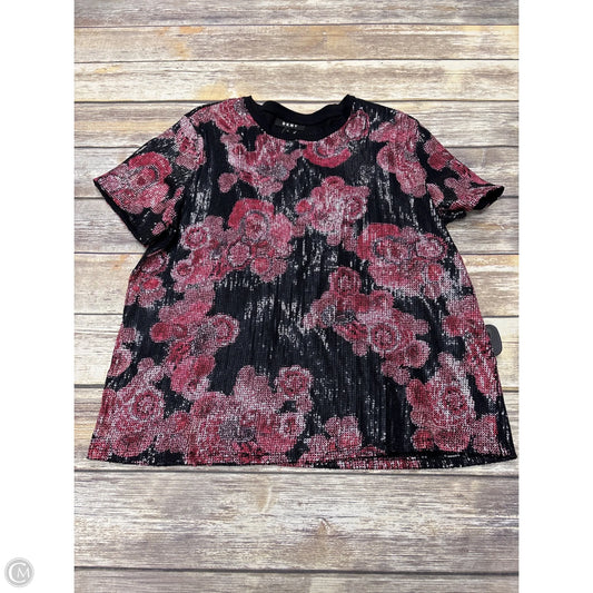 Top Short Sleeve By Dkny In Black & Pink, Size: Xl