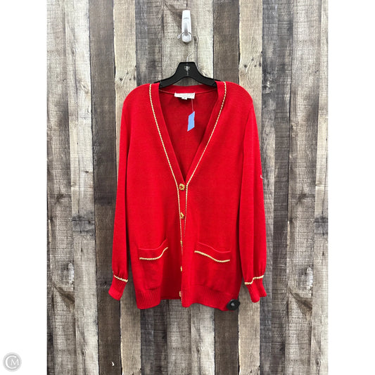 Jacket Luxury Designer By St John Collection In Gold & Red, Size: M