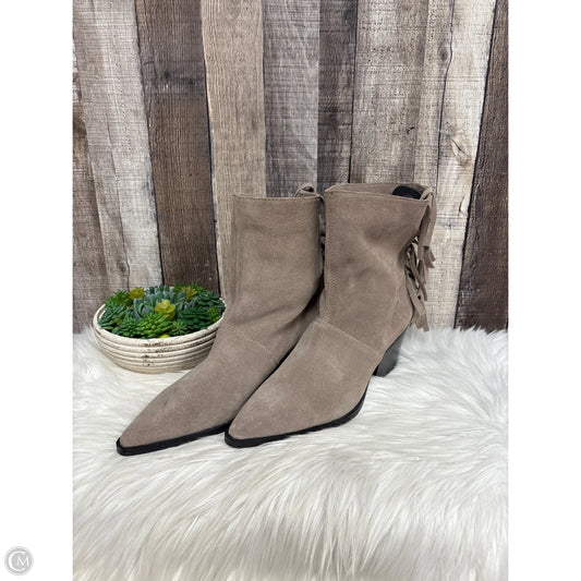 Boots Ankle Heels By Zara Women In Taupe, Size: 10