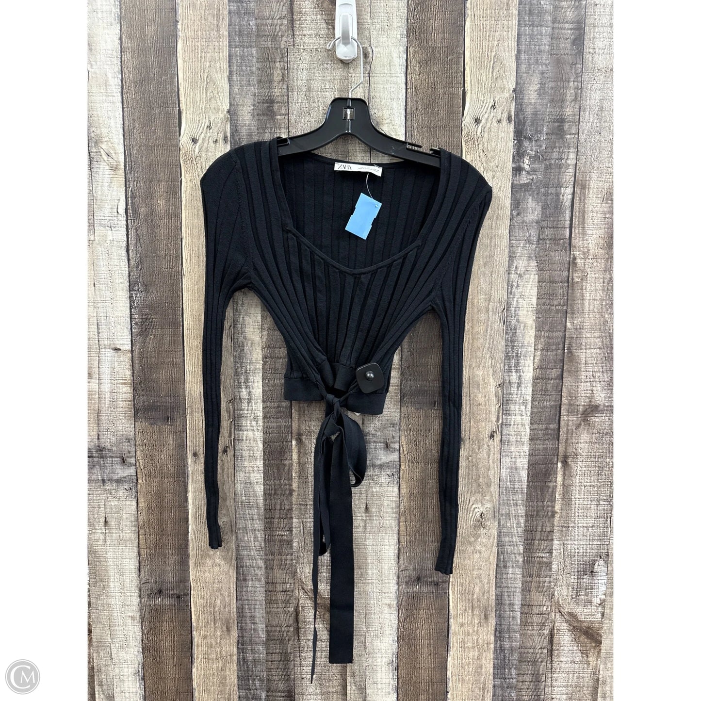 Top Long Sleeve By Zara In Black, Size: S