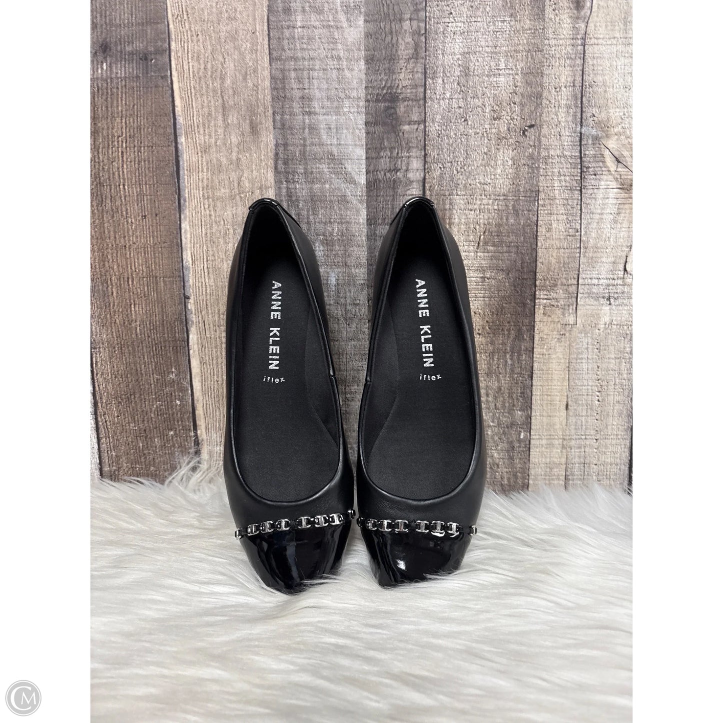 Shoes Flats By Anne Klein In Black & Silver, Size: 7.5