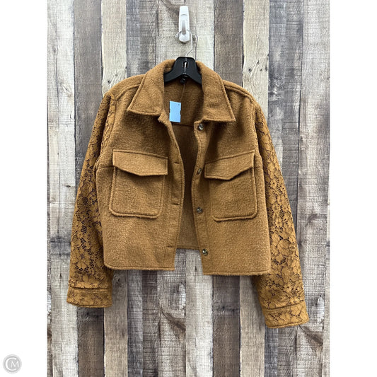 Jacket Shirt By Express In Brown, Size: L