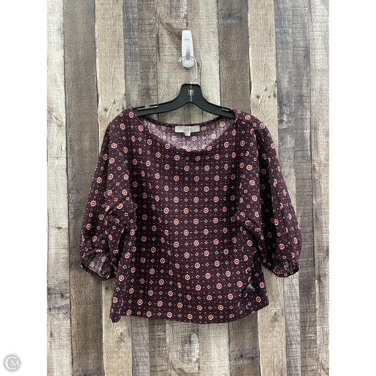 Top 3/4 Sleeve By Loft In Maroon, Size: S