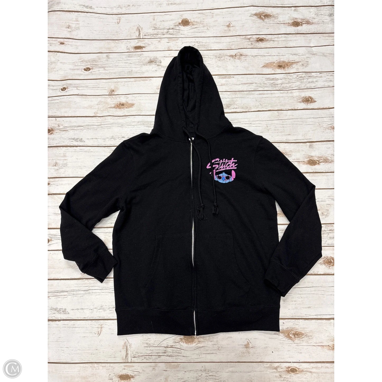 Sweatshirt Hoodie By Disney In Black, Size: L