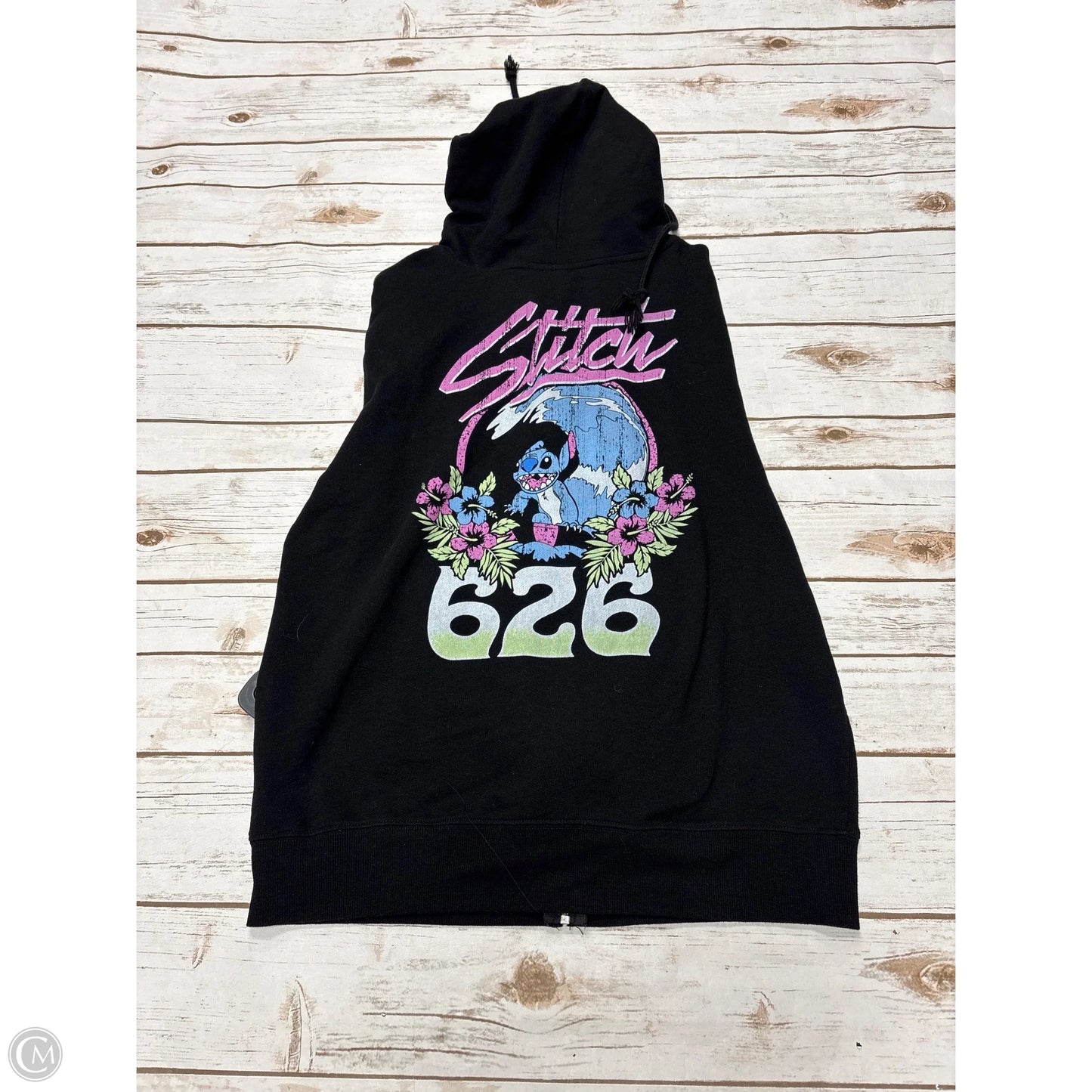 Sweatshirt Hoodie By Disney In Black, Size: L