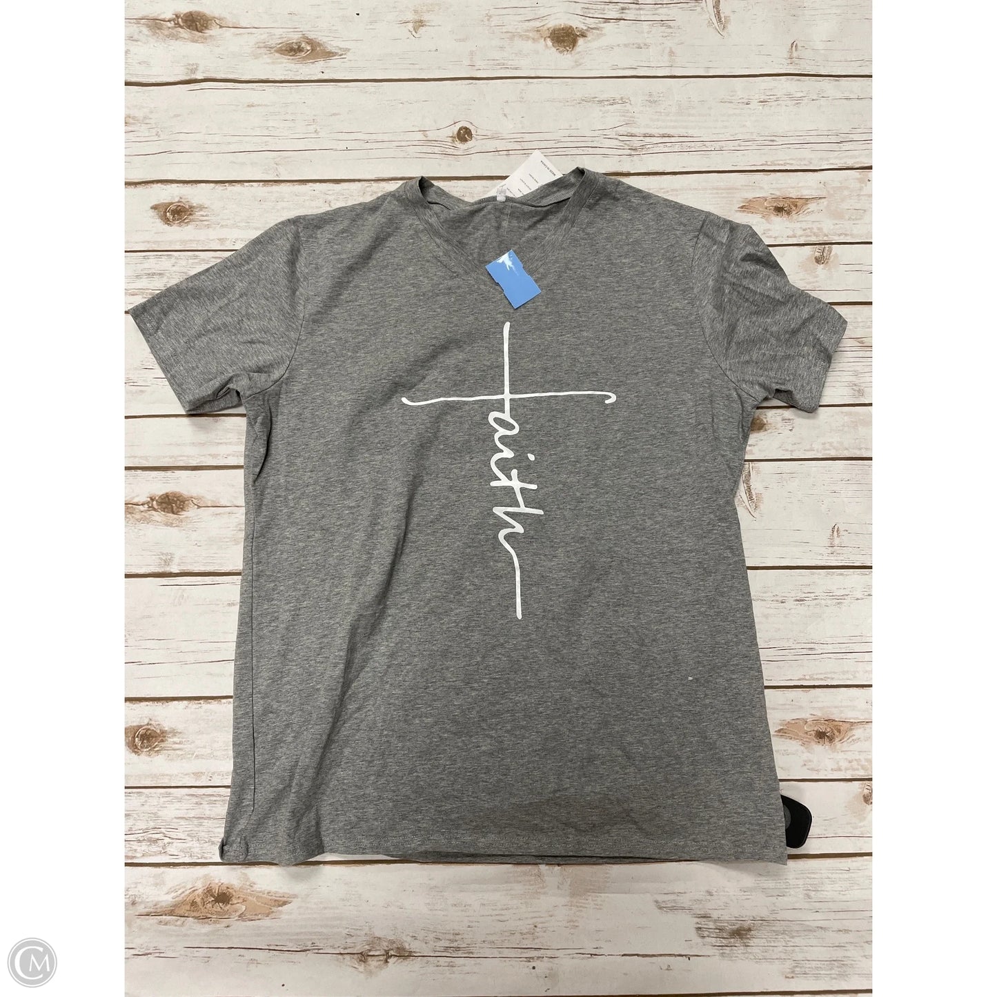 Top Short Sleeve By Cme In Grey & White, Size: Xxl