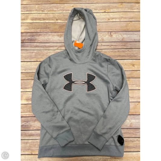 Athletic Top Long Sleeve Hoodie By Under Armour In Grey, Size: M