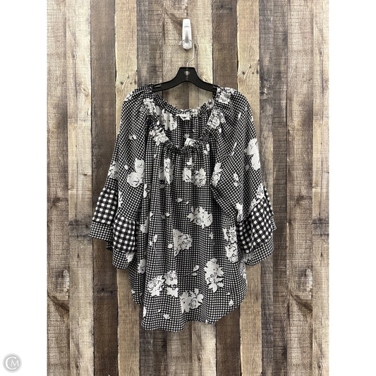 Top 3/4 Sleeve By Spense In Black & White, Size: 2x