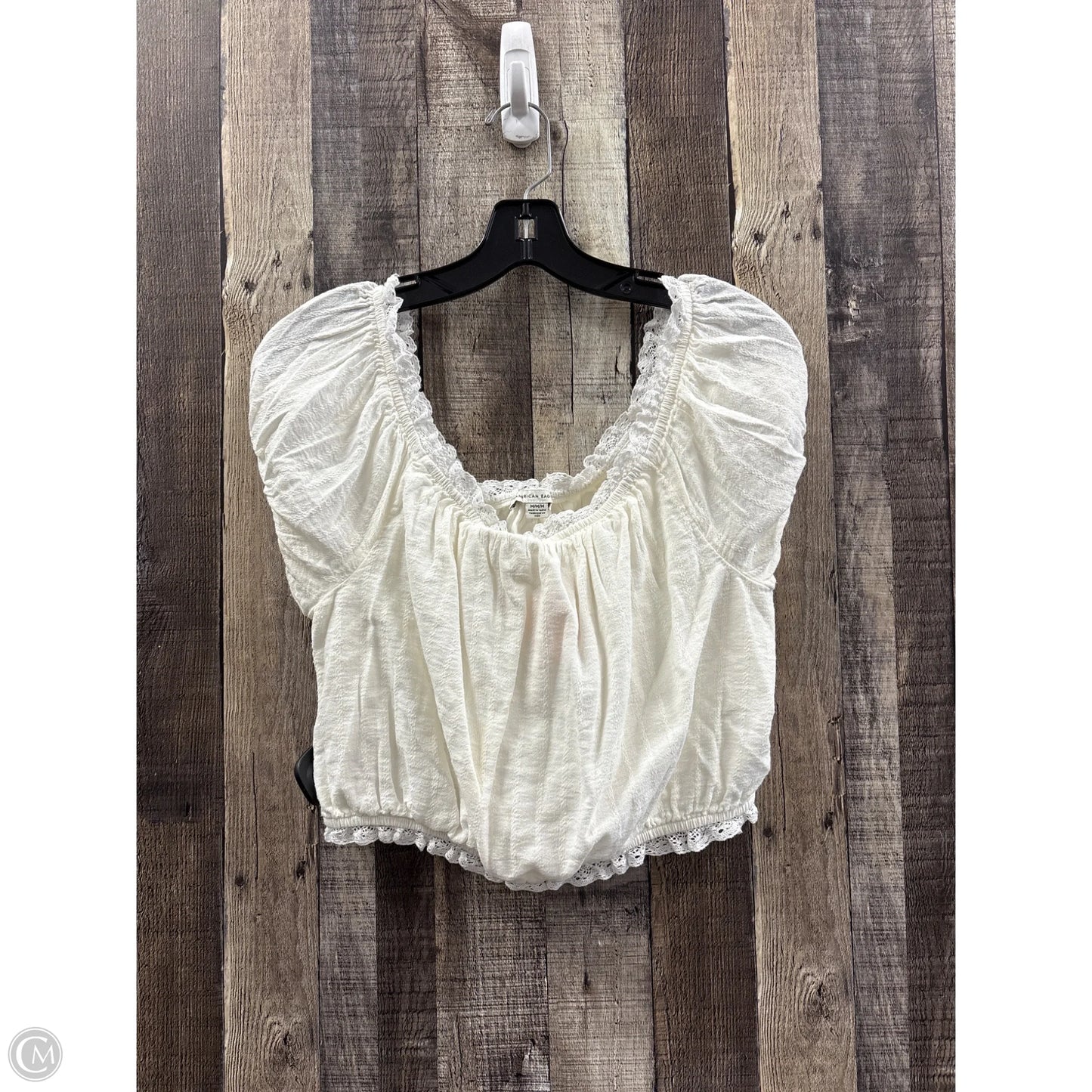 Top Short Sleeve By American Eagle In Ivory, Size: M