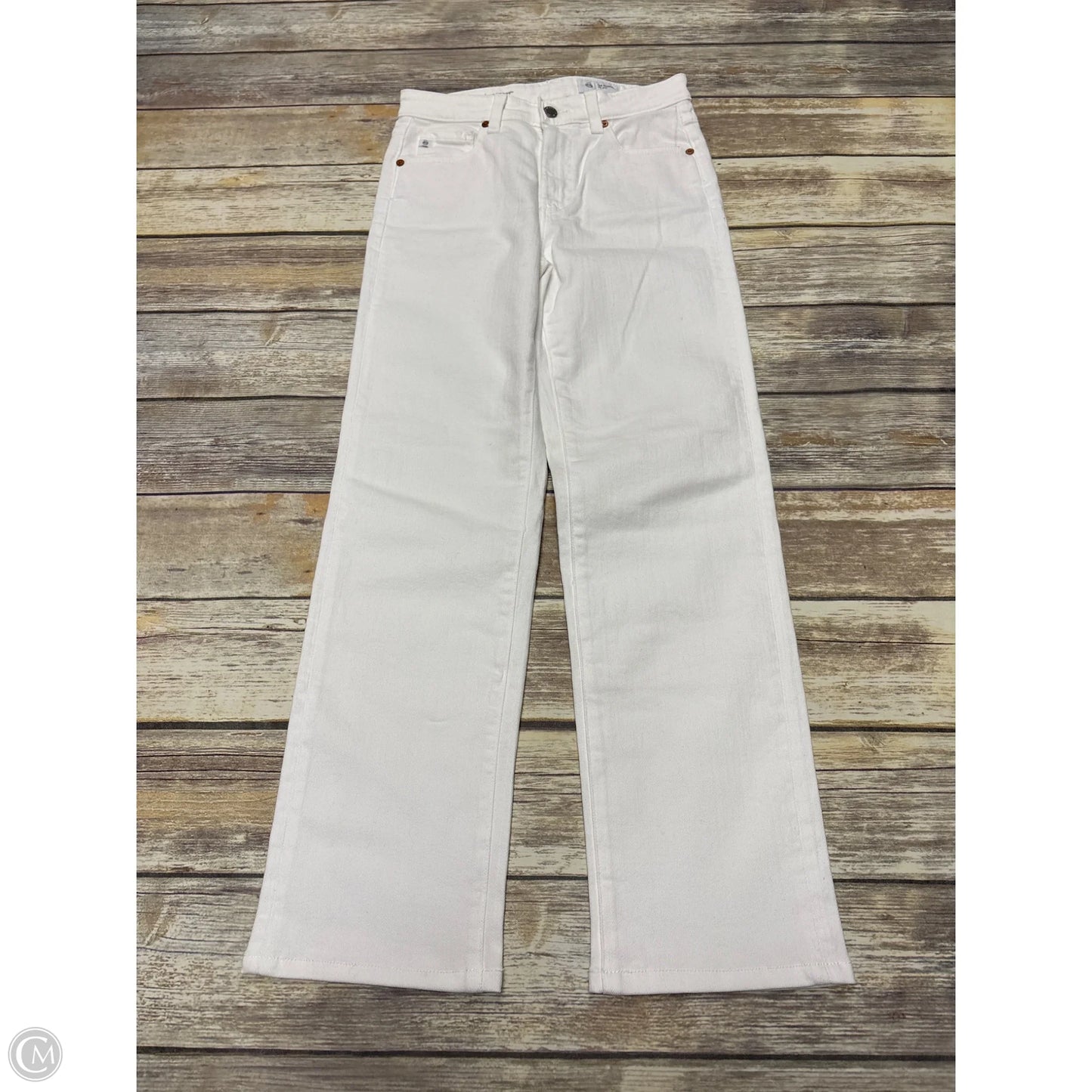 Jeans Straight By Ag Jeans In White Denim, Size: 2