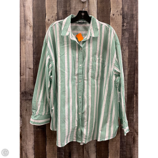 Top Long Sleeve By Old Navy In Green & White, Size: L