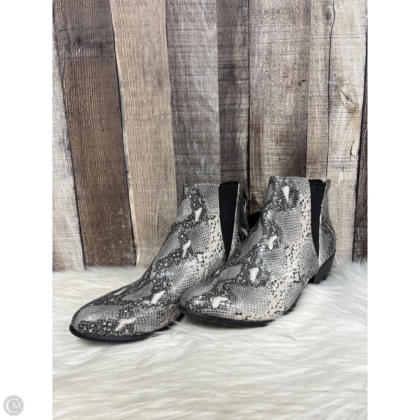 Boots Ankle Heels By Esprit In Snakeskin Print, Size: 11