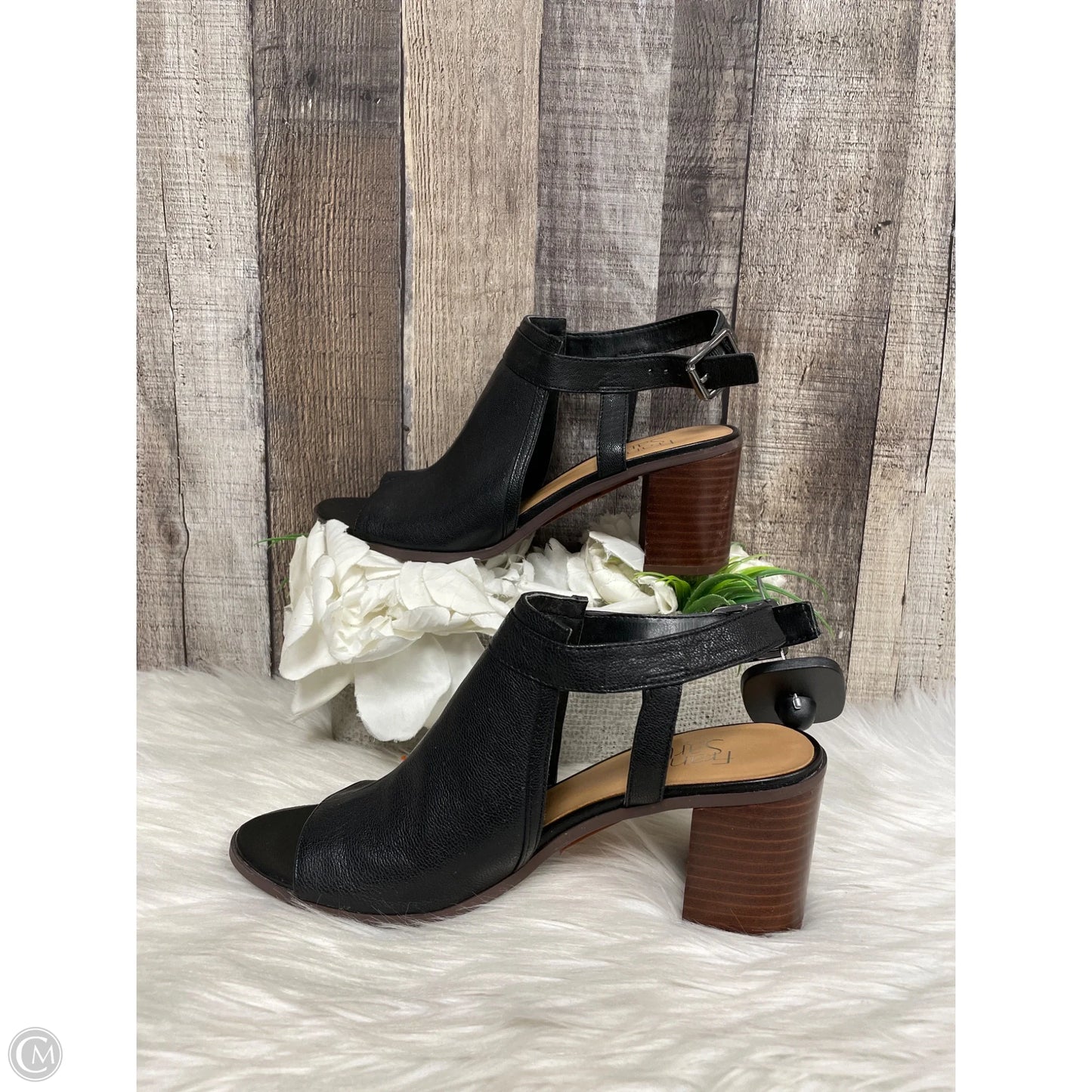 Sandals Heels Block By Franco Sarto In Black, Size: 7.5