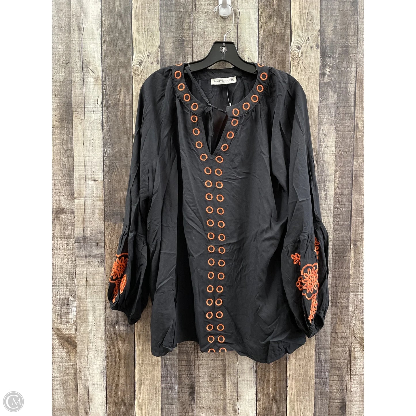 Top Long Sleeve By Rusttydustty In Black, Size: 2x