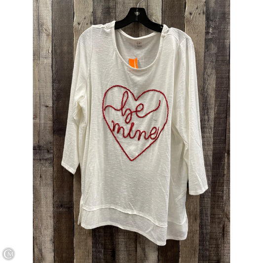 Top Long Sleeve By Cato In Ivory, Size: 1x
