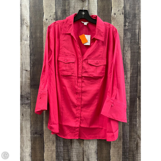 Top 3/4 Sleeve By Cato In Pink, Size: 1x