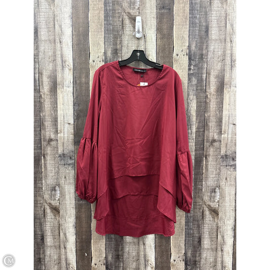 Top Long Sleeve By Zanzea In Maroon, Size: Xxl