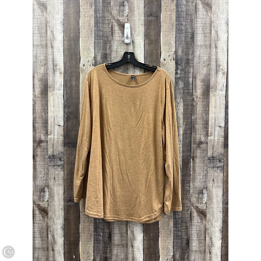 Top Long Sleeve By Emery Rose In Brown, Size: 3x