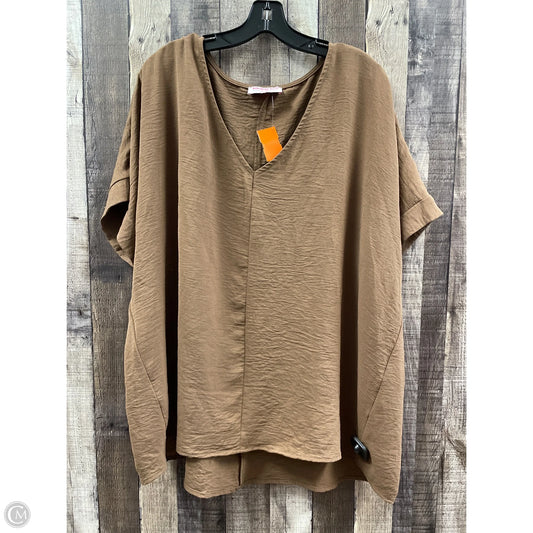 Top Short Sleeve By Cme In Brown, Size: 1x