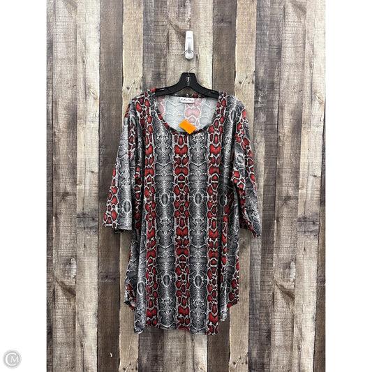 Top 3/4 Sleeve By Cme In Snakeskin Print, Size: Xxl