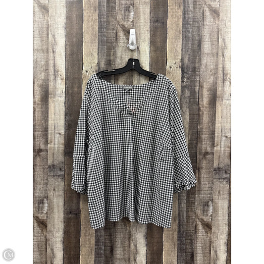 Top 3/4 Sleeve By Alexander Jordan In Checkered Pattern, Size: 2x