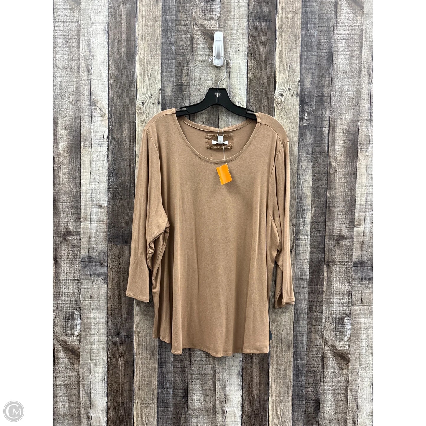 Top 3/4 Sleeve By Cupio In Tan, Size: 2x