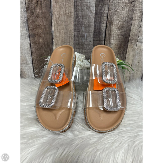 Sandals Heels Wedge By Cato In Silver, Size: 9