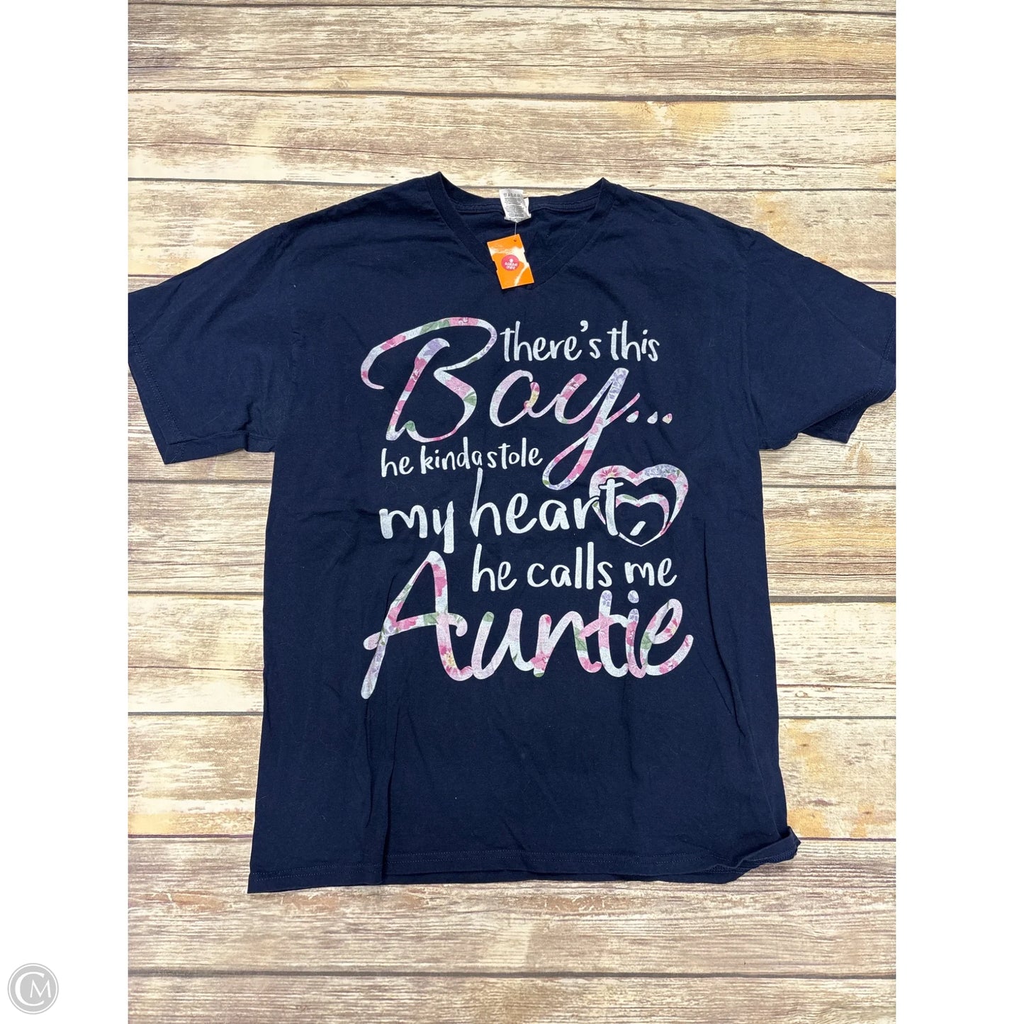 Top Short Sleeve By Fruit Of The Loom In Navy, Size: L