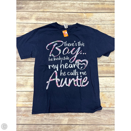 Top Short Sleeve By Fruit Of The Loom In Navy, Size: L