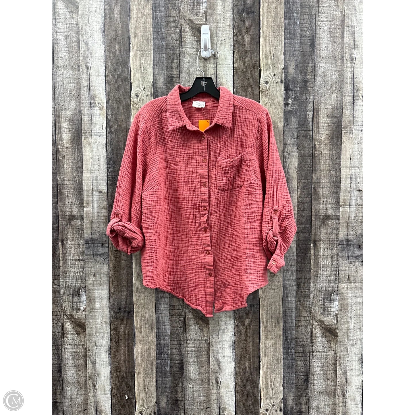 Top 3/4 Sleeve By Ava James In Mauve, Size: 2x