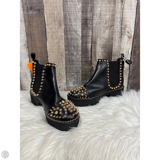 Boots Ankle Heels By Cape Robbin In Black & Gold, Size: 7