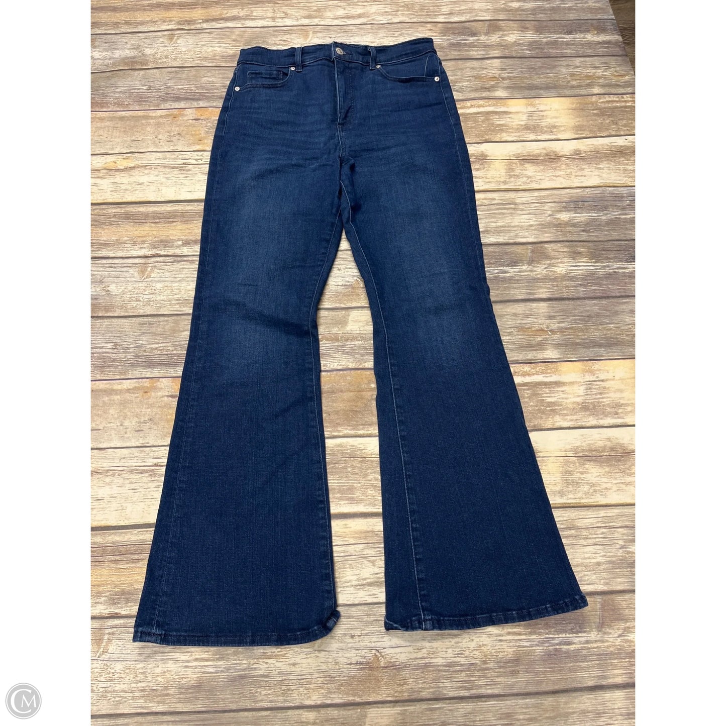 Jeans Flared By Loft In Blue Denim, Size: 10