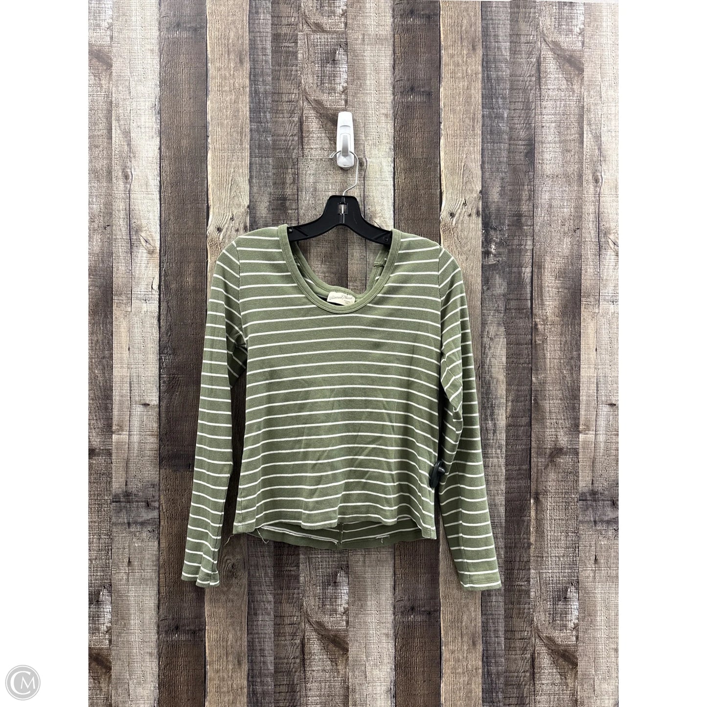 Top Long Sleeve By Universal Thread In Green & White, Size: L