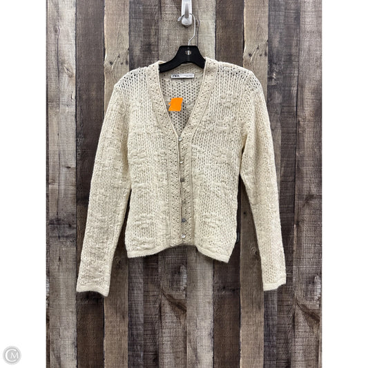 Sweater Cardigan By Zara In Cream, Size: M