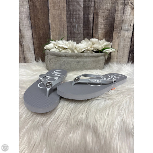 Sandals Flip Flops By Calvin Klein In Grey, Size: 6