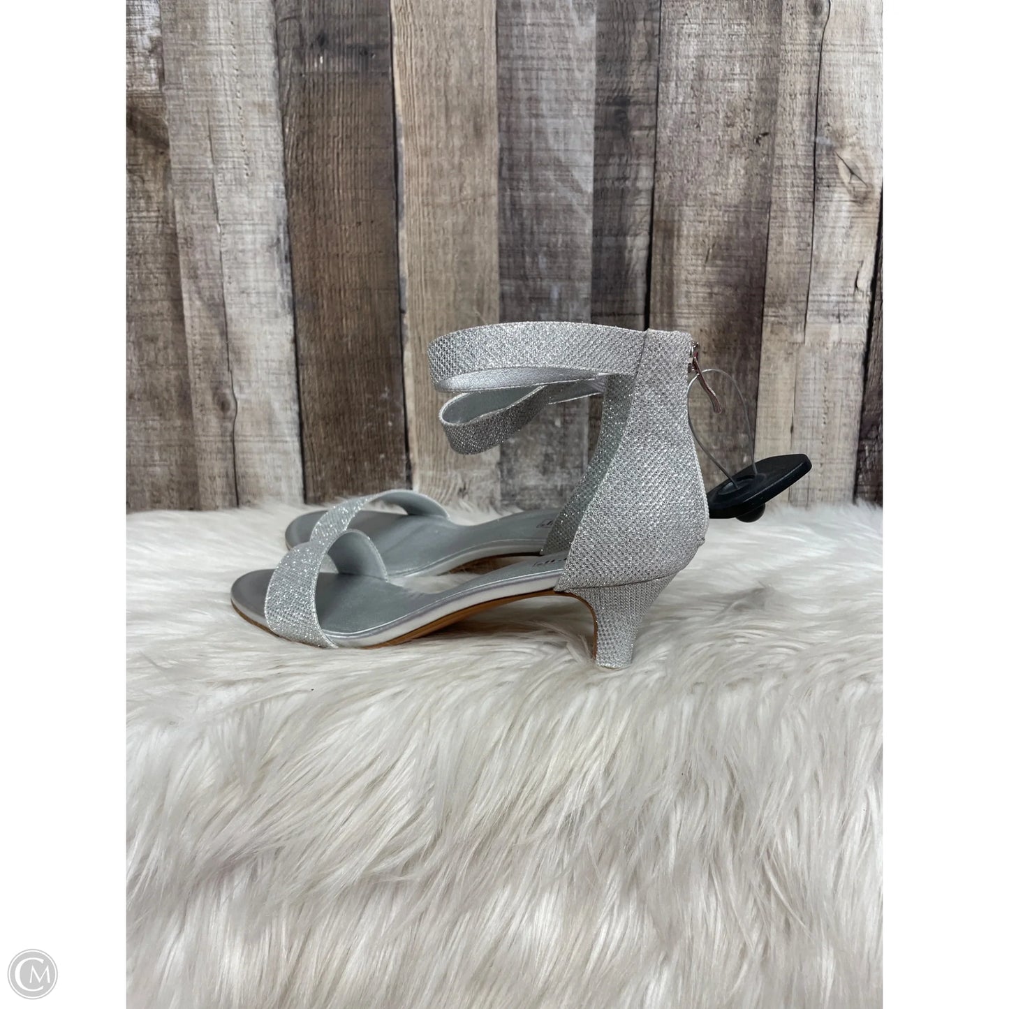 Sandals Heels Kitten By Cme In Silver, Size: 9