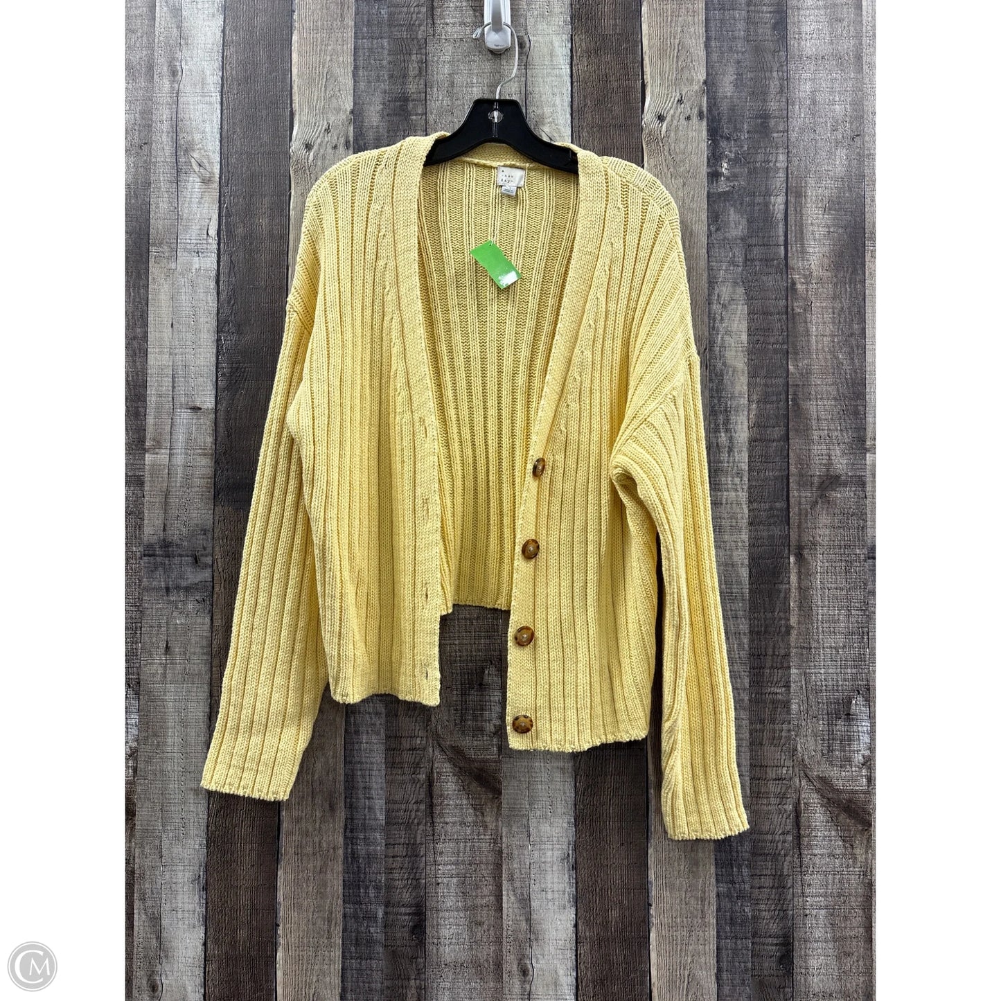 Sweater Cardigan By A New Day In Yellow, Size: M