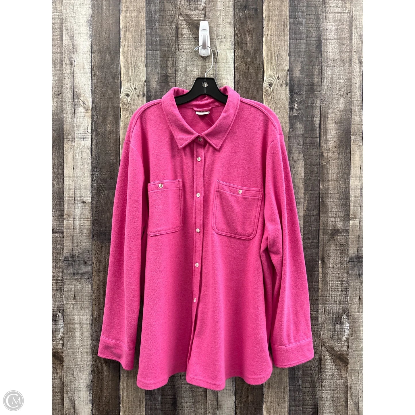 Jacket Shirt By Arula In Pink, Size: 1x