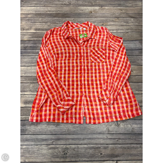 Top Long Sleeve By Isaac Mizrahi Live Qvc In Red & White, Size: L