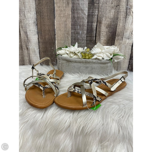 Sandals Flats By Cme In Snakeskin Print, Size: 8