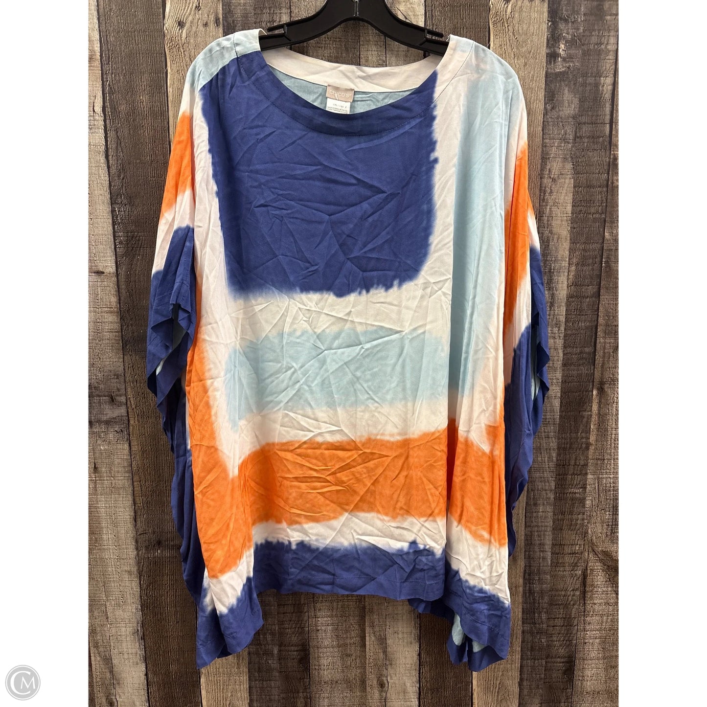 Tunic Short Sleeve By Chicos In Tie Dye Print, Size: L