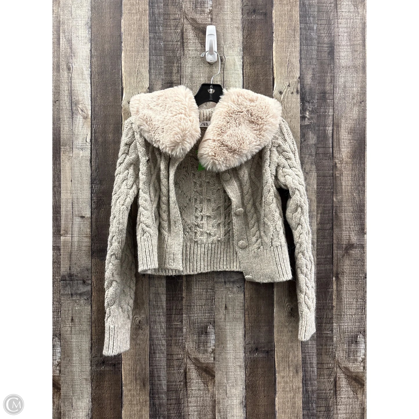 Sweater Cardigan By Zara In Tan, Size: M